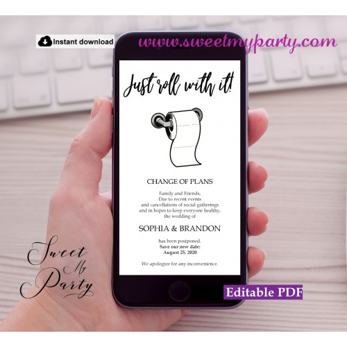 Just Roll With It Wedding Announcement template,(0dw)